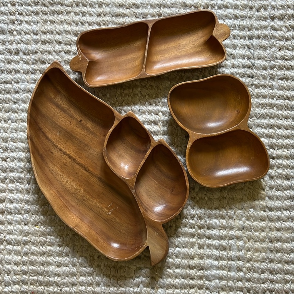 Vintage Lot of Monkey Wood Serving Bowls